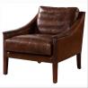 China Brown Vintage Genuine Leather With Solid Wood Frame For Home Office wholesale