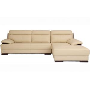 Beige Leather Sectional Sleeper Sofa For Small House / Home Furniture Living Room