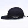 Hight Quality Unstructured 5 Panel Camper Hat Custom Black Printing Nylon Running Cap With Decorative Pockets