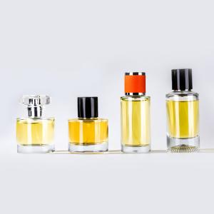 China Magnet Cap Scent Glass Cosmetic Containers Perfume Glass Bottle 50ml Crimp Seal supplier