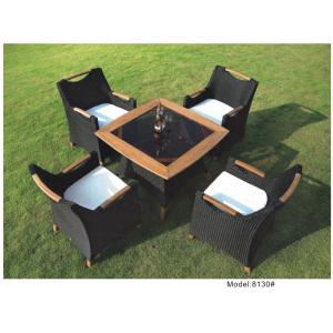 China 5-piece poly rattan wicker teak handrail hotel dining set outdoor furniture -8130 supplier