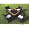 5-piece poly rattan wicker teak handrail hotel dining set outdoor furniture