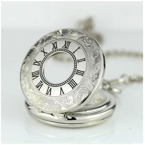 Alloy Skeleton Movement Silver Pocket Watches For Mens , Man's Pocket Watch