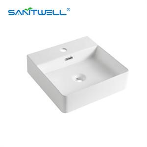 China Art Wash Basin Modern Rectangular Color Wash Ceramic Basin vanity Single Hole Sink supplier