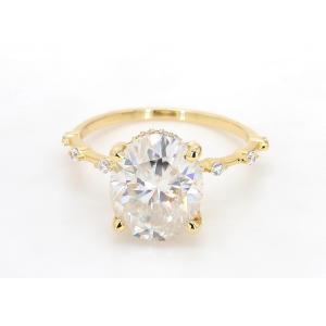 3ct Moissanite 14k Yellow Gold Diamond Ring Oval Cut for Engagement