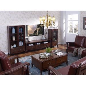 Rubber Wood Home Living room Leisure Amercian Furniture TV wall unit By Floor stand and Combine Cabinet with Hanger rack
