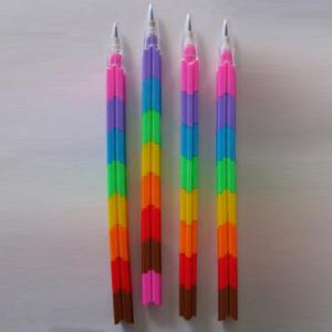 Colorful Stacker Swap 8 Color Section Building Block Non-Sharpening Pencil multifunction Bullet pencil For Kids
