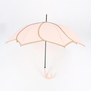 Khaki Ladies Lightweight Travel Umbrella , Ladies Walking Umbrella Plastic Curved Handle