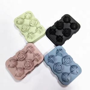 China Creative Silicone Mold Rose Diamond Ball Release Flexible Silicone Ice Cube Tray With Lid supplier