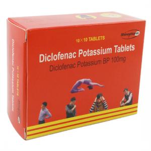 Diclofenac Potassium Tablets 100MG,10*10/BOX, non-steroidal anti-inflammatory drug, GMP Medicine