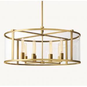 Brass Glass Contemporary LED Foyer Chandelier Lighting With 60 Watts Bulb