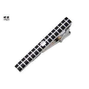 China Colored Mens Brushed Silver Tie Bar , Personalised Silver Tie Clip For Skinny Tie supplier