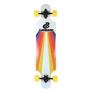 Layback Longboards Sunstripe Drop-Through White Longboard Complete Skateboard - 9.75" x 40"
