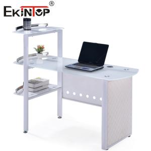 Blue White Glass Office Table With 8mm Desktop Customized