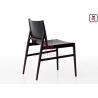 Dark Gray Color Wood Restaurant Chairs Saddle Leather Indoor Commercial