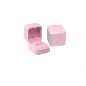 China Luxury Velvet Wedding Ring Jewelry Box Packaging Pink Elegant Style High Grade supplier