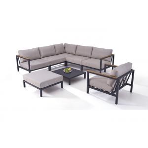 China Modern Seaside Outdoor Aluminum Sofa Set With Wooden Armtop supplier
