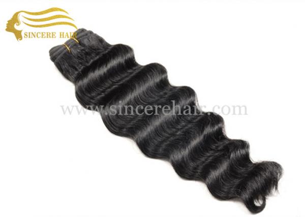 22" Hair Weft Extensions for sale - 55 CM Black Deep Wave Human Hair Extension