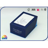 China Custom Printed Blue Foil Hot Stamping Hinged Lid Cardboard Box on sale