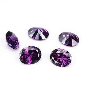 China 8x6 mm pierre précieuse en vrac, découpe à la machine, Améthyste, couleur, forme ovale, cube synthétique, zirconium, noir supplier