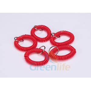 China Custom Multi - Purpose Spiral Keychain Bracelet , Red Plastic Wrist Key Holder supplier
