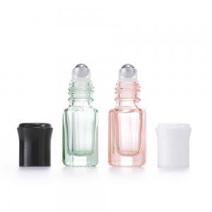 China Colorful Octagonal Glass Roller Bottles Mini Essential Oil Massage Roll On Bottle supplier