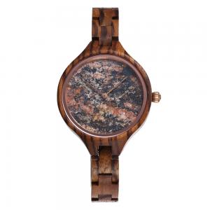 China 36mm Stone Marble Face Watch Wooden Band True Wood Watches OEM LOGO supplier
