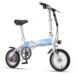 China Blue Foldable Electric Bike Adult City Electric Push Bike With Li - Ion Battery supplier