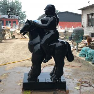 China Bronze Fat Lady Sculpture Fernando Botero Statue Woman Riding Horse Garden Decoration Famous Metal Sculpture supplier