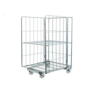 Stackable Roll Cage Trolley Folding 4 Sided Material Handling Mobile Cage Trolley