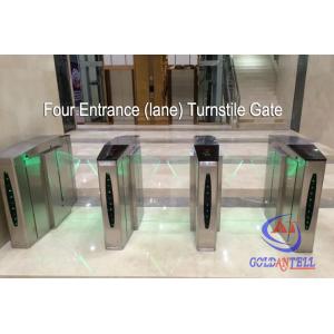 Double Core Fingerprint Biometric Turnstile Gate , Fast Pass Flap Barrier Turnstile With Software
