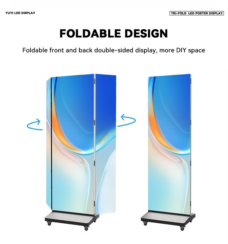 China Ultra-Thin HD Three-Fold Standing LED Poster Screen and GOB LED Display for Indoor Use wholesale