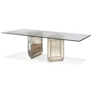 Antique Mirrored Glass Square Dining Table ,Tempered Glass Top Dining Table