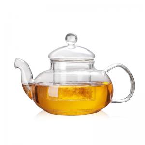 Home Clear Glass Tea Kettle , Blooming Loose Leaf Heat Resistant Glass Teapot