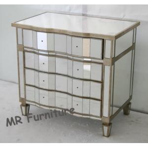 Moscal Mirrored Bedroom Chest Gold / Optional Color Curved Drawers