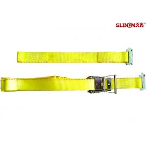 China WLL 3335 LBS Polyester Ratchet Straps , Yellow Car Trailer Straps CE Approved supplier