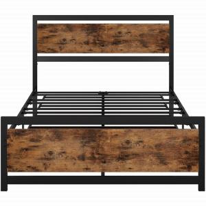 ODM Hotel Wooden Metal Furniture Hostel Iron Bed Frame King Industrial Style