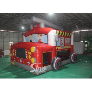 China The Blow Up Fire Truck Inflatable Bouncy Castle For Kids And Adults Party Time supplier