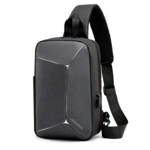 PU Mens Sling Crossbody Bag Waterproof Sling Pack  With USB Cable BSCI