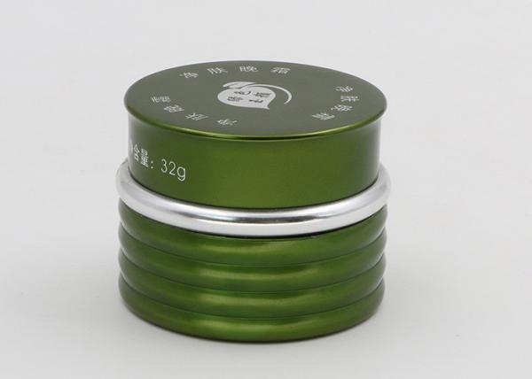 30ml Green Glass Cosmetic Jars , Ribbed Body Cosmetic Sample Pots