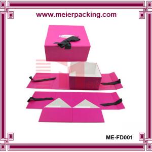Professional low price sturdy Paper pink color CMYK printing baby gift box With Ribbon