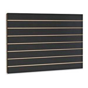 Recycled Odorless Black Melamine Slatwall , Practical Wooden Grooved Acoustic Panel