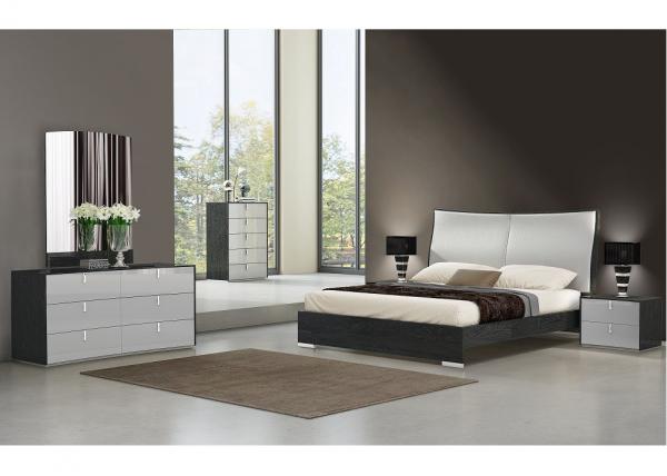 Grey High Gloss Painting Black Wood Grain Melamine Bedroom Set