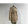 Flaxen Corduroy Wadded Double Breasted Coat , Long Womens Cotton Jacket