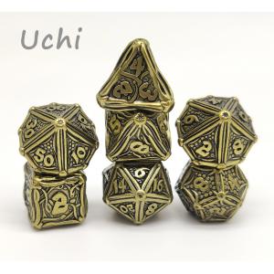 China Polished Durable Polyhedral 7 Dice Set , Gold Plated Custom Metal Dice Set supplier