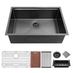 China 32 X 19 Inch Workstation 304 Stainless Steel Kitchen Sink PVD Nano Matte Black supplier