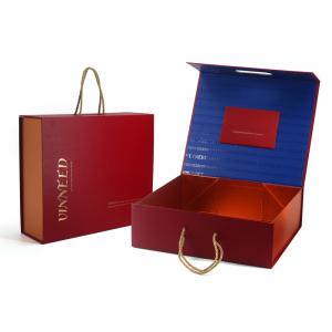 China Custom Premium Folding Wine Accessories Gift Box Glossy Logo Printed Rigid Paper Box With Handle supplier