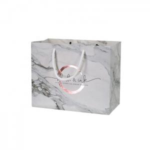 China Custom Rose Gold Marble Boutique Gift Paper Carry Bags With Logo Printed supplier
