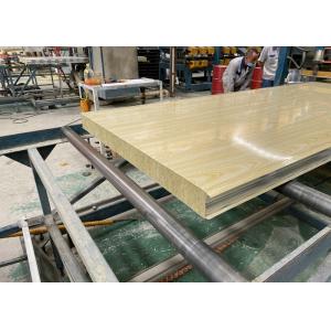 China Prefabricated House Metal Surface Wood Grain Rock Wool Sandwich Panel supplier