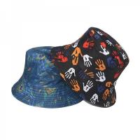 China 2022 New Palm Feather Print Double Bucket Hat on sale